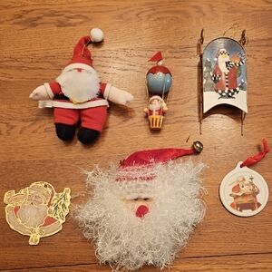 Santa Ornaments or Gift Box Decorations Christmas Rockwell Wood Metal